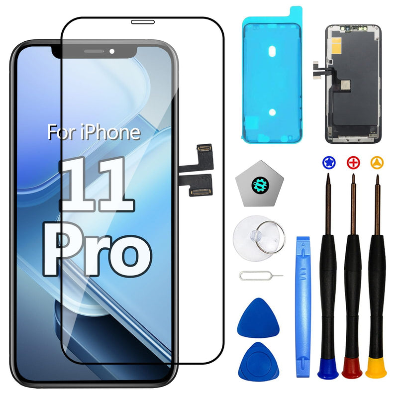 LMQ for iPhone 11 Pro Screen Replacement, 5.8-inch LCD Display Replacement 3D Touch Digitizer Assembly, with Repair Tool Kits Waterproof Tape and Screen Protector (forA2160, A2217, A2215)