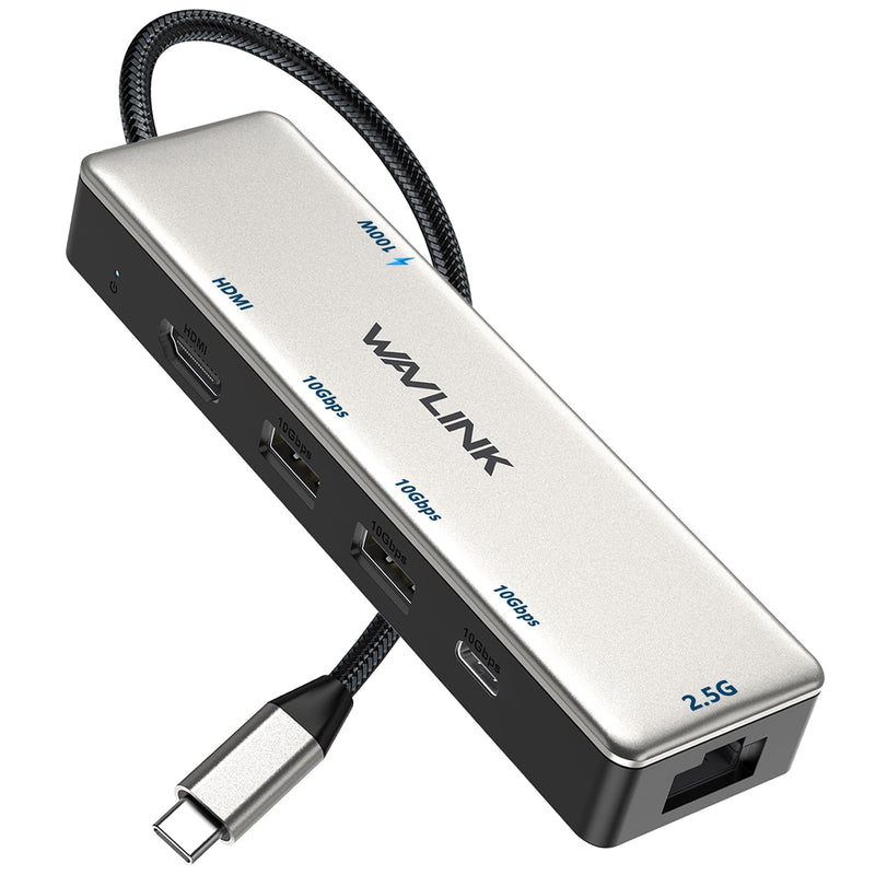 USB C Hub 2.5G Ethernet, WAVLINK 10Gbps USB C 3.2 Hub with 100W Power Delivery, 4K@120Hz HDMI 2.1, 3*USB3.2 Gen 2, 2.5G RJ45 Ports, Fit for MacBook Pro/Air iPad Dell HP Lenovo Asus Acer UHP3414-PRO
