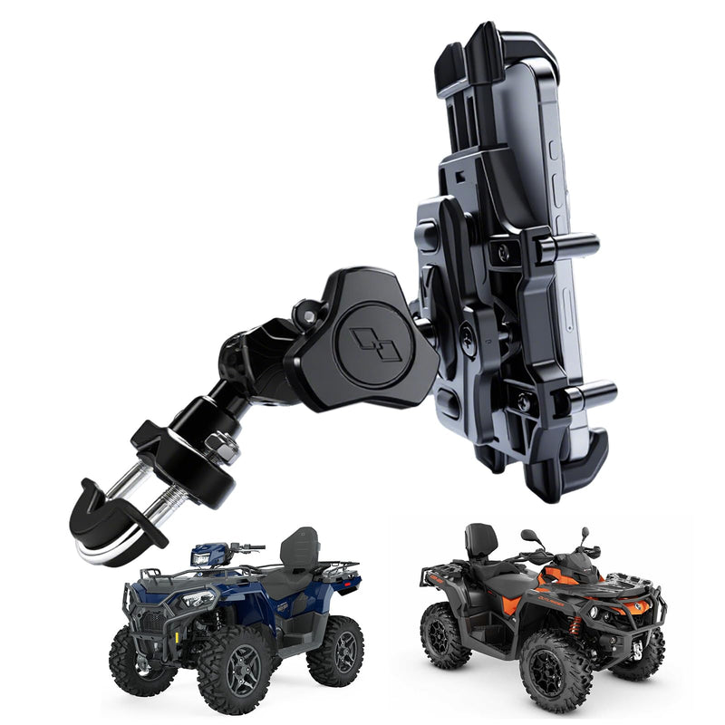 QYMOTO ATV Phone Holder,4 Wheeler Anti Vibration Heavy Duty Handlebar Mount 360 Cellphone Holder Clamp Compatiable with CFMOTO Cforce,Polaris Sportsman,Can am Outlander,Motorcycle,Scooter