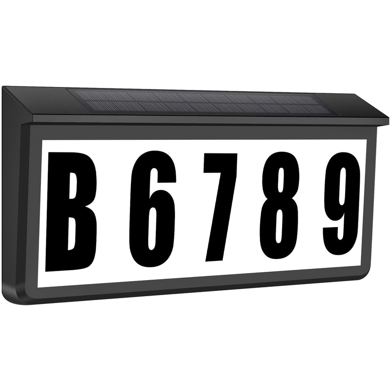 Solar-Powered LED Address Sign, IP65 Waterproof House Numbers with Dual Colors (3000K/6000K) for Door Mailbox Wall, Includes Mounting Kit