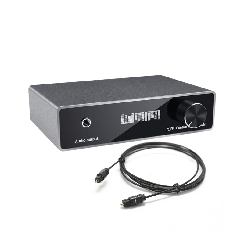 DAC Audio Converter with Volume Control - Optical/Coax to RCA/3.5mm Aux Adapter - Premium Silver Aluminum 192KHz 24bit Digital to Analog Audio Decoder for TV to Speaker Digital to Analog Audio Converter