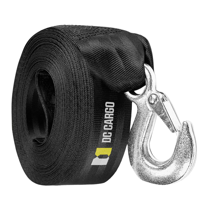 DC Cargo Mall Boat Trailer Winch Strap with Hook - Heavy Duty - 2" x 20' - 9,000 lbs Breaking Strength, Fits Both Hand-Crank and Electric Winches 1