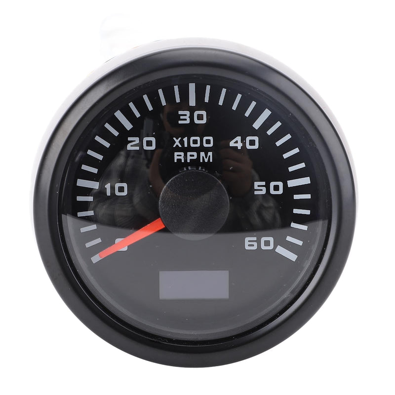 52mm 2inch Car 6000RPM Tachometer Gauge with Hour Meter 7 Color Backlight RPM Meter Kit for Truck Tractor Car RV Boat (Black Dial Black Cover CX6227B) Black Dial Black Cover CX6227B