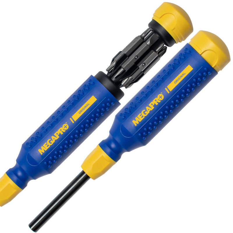 MEGAPRO® 15-in-1 Original Multi-bit Screwdriver | Home DIY & Repair | Construction | Tradeswork | 14 Industrial-grade bit tips | 1/4" Hex Drive in shaft (The Original) 15-in-1 Original North American Standard