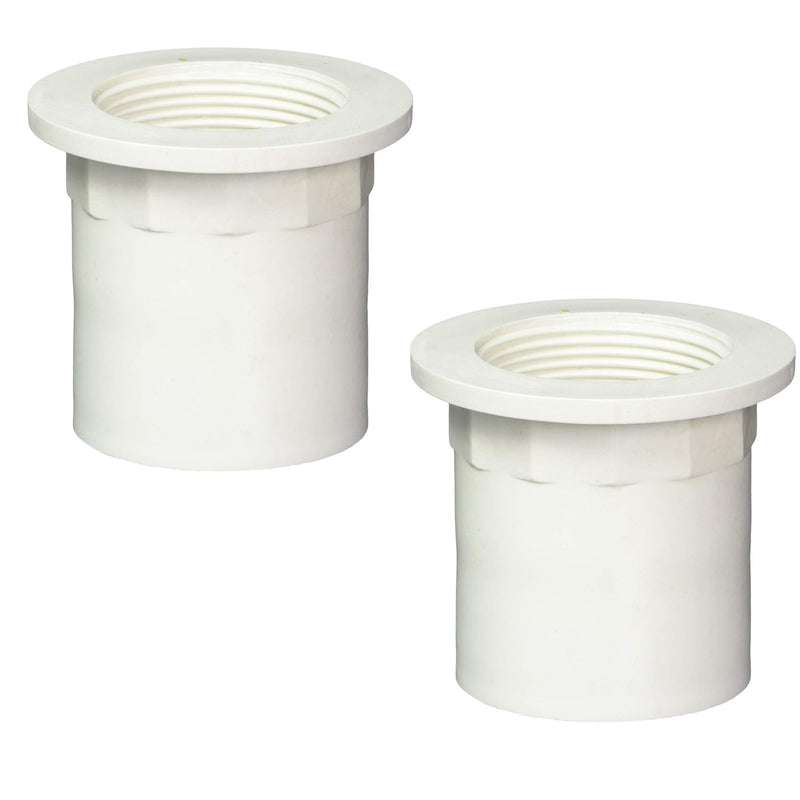 Westbrass 442P-2 1-1/2" NPMS Thread x 2-1/2" Straight Tub Drain Adapter with Slip Inlet, Sch 40 PVC White (2-Pack) 2 Pack