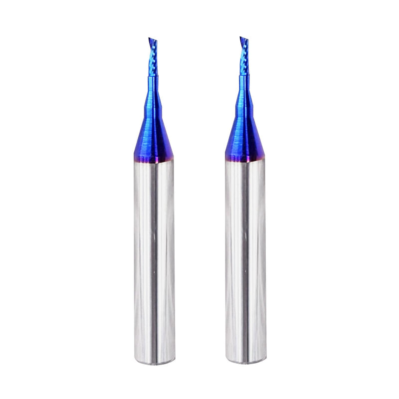 2PCS BRO03B Solid Carbide O Single Flute UpCut Plastic Cutting Spiral Bit CNC Router Bit End Mill NACO Coated with 1/16 inch Cutting Diameter 1/4 Inch Shank Nano Coated 1/16 inch Cutting Diameter 2