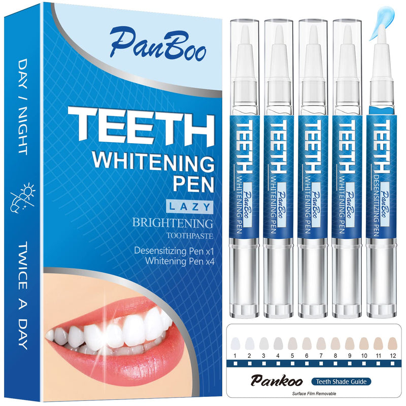 Teeth Whitening Pen (5 Pack), 70+ Treatment Uses for Whiter Teeth, Mint Flavor, Effective, Painless, No Sensitivity, Enamel Safe, Travel-Friendly Remove Stains, 1.2 FL Oz