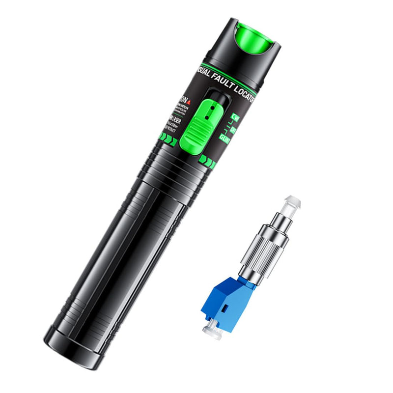 Green Light Fiber Optic Tester - Visual Fault Locator, ≤5mW Class IIIA 510nm Wavelength, Compatible with SC/FC/ST/LC Interfaces, Ideal for Network Maintenance & Data Center Technicians. HT-30