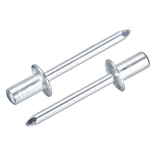 uxcell 50Pcs 1/4"x1/2" Round Head Closed End Blind Rivets, Zinc-Plated Carbon Steel Grip and Mandrel Cap Blind Rivets, Silver 1/4"x1/2"