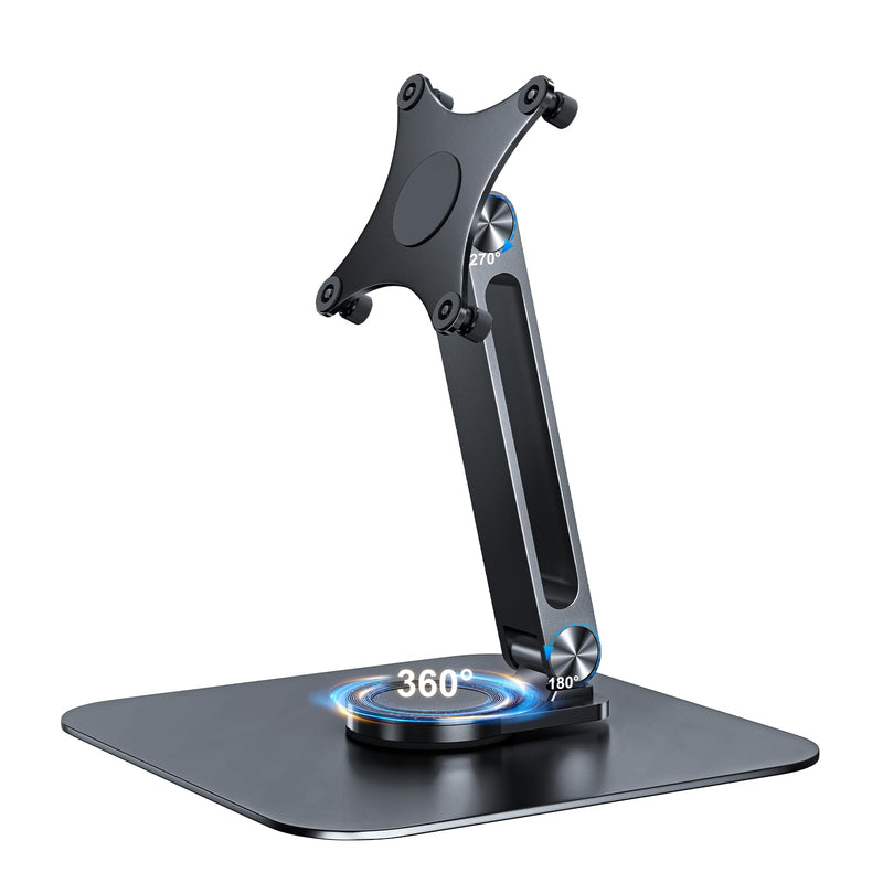 Portable Monitor Stand VESA 75x75mm Holes M4 Anti-Loss Screws, Aluminum Alloy Base, Fits 7"- 18", 15.6" 16" 17" 17.3" 18" Inch Small Monitors Lay Flat, Black Desk Mount (Not Fits100x100mm)