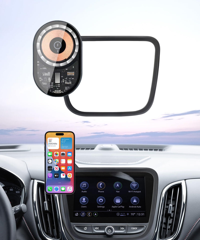 15W Wireless Charger Car Phone Holder for Chevrolet Equinox 2018-2024 | Malibu 2016-2025 7/8"Screen Magsafe Accessories Fast Charging Magnetic Cell Phone Holder Clip Compatible with iPhone Android 7/8-inch for 2018-2024 Equinox/ 2016-2025 Malibu