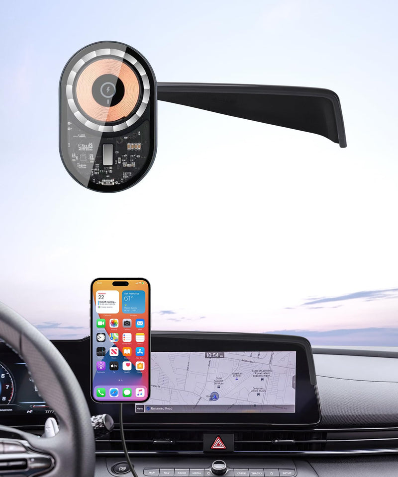Wireless Charging car Phone Holder for Hyundai Elantra/Hybrid 2021-2025/Elantra N 2023-2025 Accessories 8/10.25 inch Screen Fixed Clip,360° Rotation car Phone Mount Compatible with MagSafe