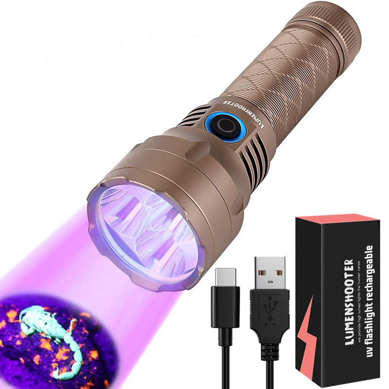 S3U UV Flashlight Blacklight, Rechargeable Powerful Handheld UV Light for Resin Curing, Pet Urine & Scorpion Detection, Rocks & Minerals Hunting (385NM) 385NM