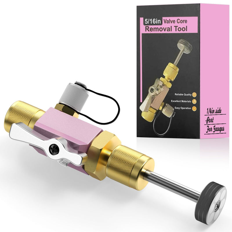 Valve Core Removal Tool for HVAC – Mega Flow Vacuum Rated, 5/16" System Connection for Home AC Appliance, Compatible with R22 R410A R134a, Essential HVAC Tools