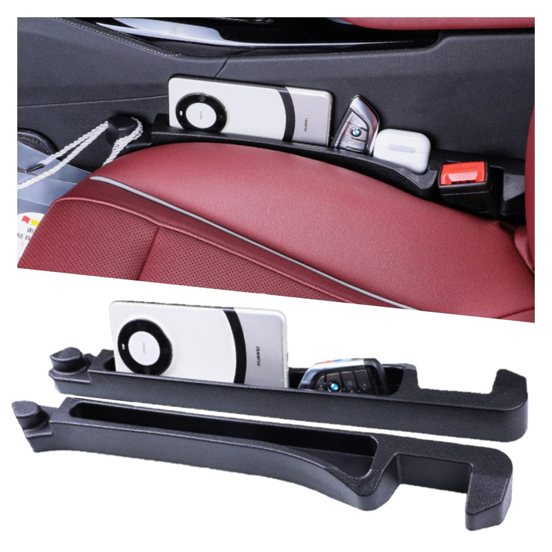Car Seat Gap Filler Organizer 2 Pack, 3in1 Carseat Side Gap Plug with Filler, Organizer & Hook Functions, Gap Space Stopper Universal Fit Car SUV Truck Fill The Gap Between Seat & Console, Black Black, 2PCS with Hook