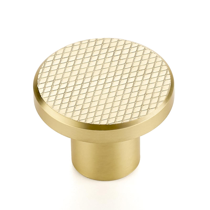 25 Pack Brushed Gold Cabinet Knobs, 1-3/16 Inch (30mm) Round Drawer Pulls, Single Hole Gold Knobs for Kitchen Cabinets, Dressers & Closet Doors, Solid 25