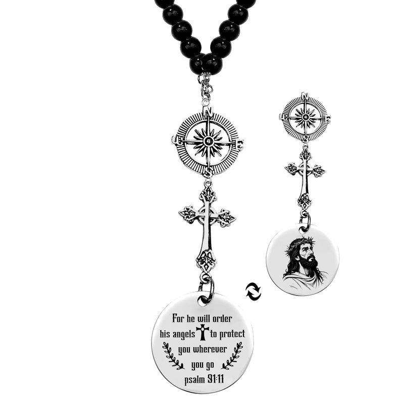 Religious Gifts for Women Men - Cross for Rear View Mirror Psalm 91:11 Bible Verse Christian Car Accessories Car Charm Gifts for Birthday Driver