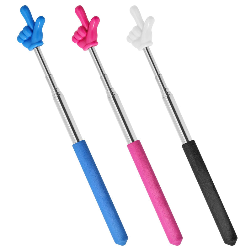3 Pack Telescoping Teachers Pointer - Versatile Retractable Hand Pointers for Teaching and Presentations - Extendable to 21.7 Inches - Blue + Black + Pink