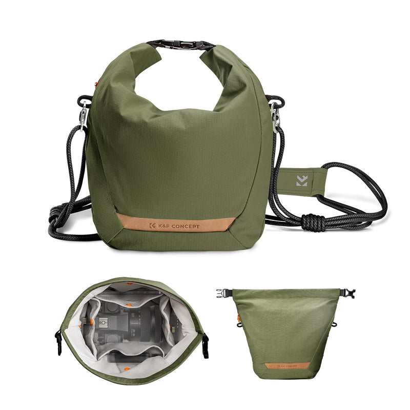 K&F CONCEPT Camera Sling Bag Small Camera Compact Case | Cute Soft Camera Pouch, Handbag, for Urban Street Photography, BS05 03-Green