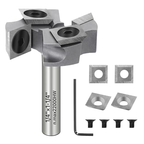 KEENTECH 1/4" Shank 1-1/4"Dia CNC Spoilboard Surfacing Router Bit 1/4" Inches