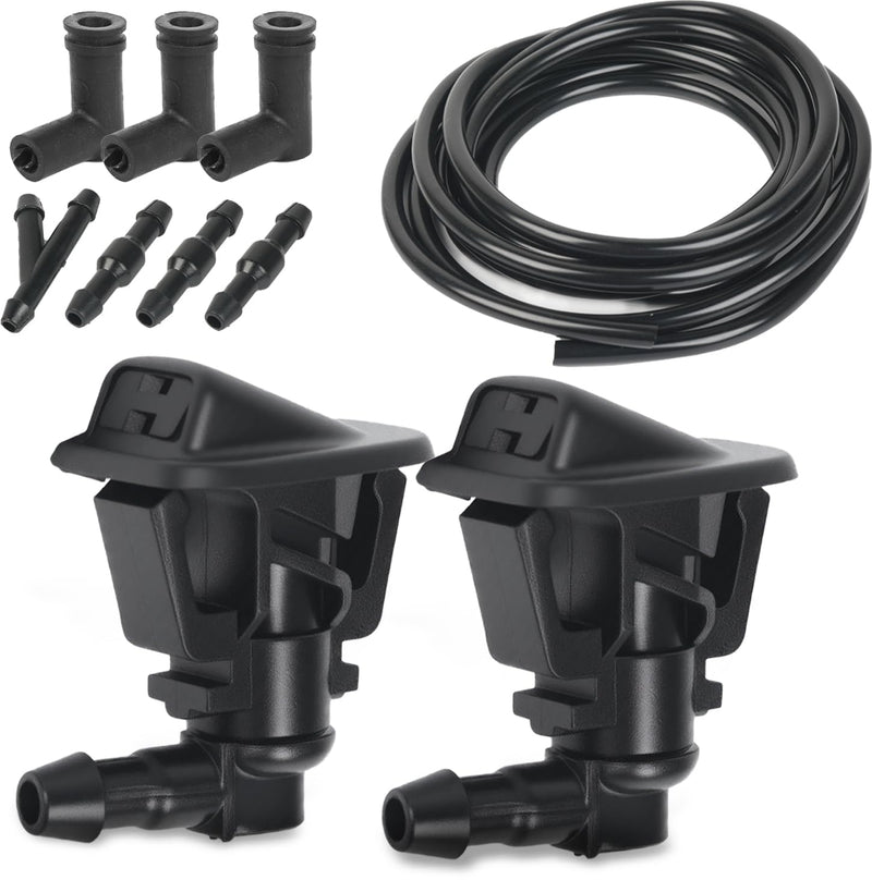 OTUAYAUTO Windshield Wiper Nozzle Fluid Hose Kit, Direct Replacement for Jeep Wrangler 2013-2017, Jeep Wrangler JK 2018-2023 – Washer Fluid Jets & Rubber Tube Hose, Replaces 68164356AB, 68197414AB Replace for Jeep Wrangler Washer Nozzles Hose Kit