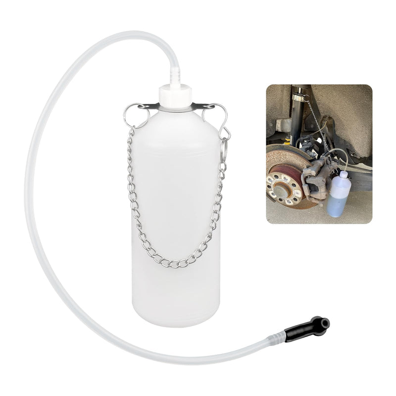 Brake Bleeder Kit with 23" Brake Bleeder Hose & 1L Brake Bleeder Bottle,Hanging Brake Fluid Bleeder Kit with Steel Chain for Maintenance Brake Systems,One Man Brake Bleeding Kit
