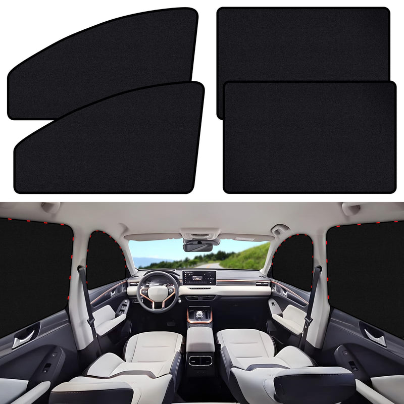 ZATOOTO Suede Car Window Shades 4PCS - Car Window Covers for Ultimate Privacy, UV Protection, and Heat Insulation, Sun Shade Perfect for Camping, Travel, Baby Safety, and Daily Use Blackout Suede 4pcs