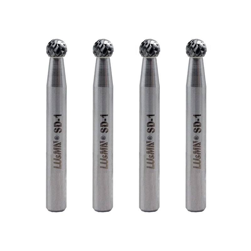 SD-1 Tungsten Carbide Burr Ball Shape Double Cut Rotary Burrs File, Used for metalwork, Tool Making, Engineering, Grinding, 4pcs by LU&MN SD-1 4