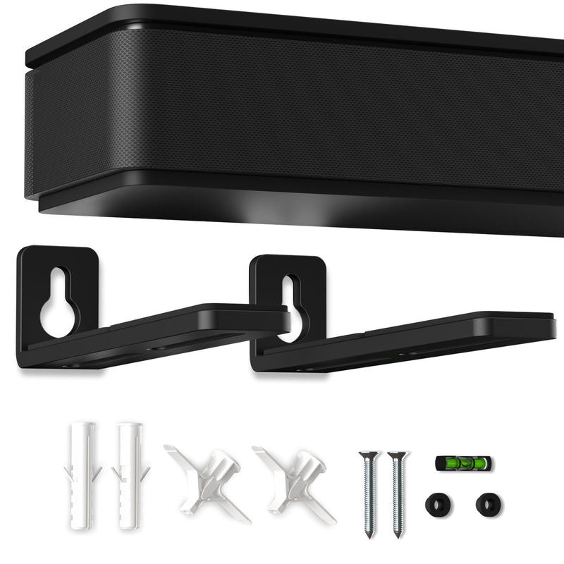 suptek Universal Soundbar Wall Mount Shelf – Wall Mount Bracket for Sony, Samsung, Vizio, LG, Sonos Sound Bars – Under TV Mounting, Space-Saving Design (SBR001GDLB) Black 6.9"