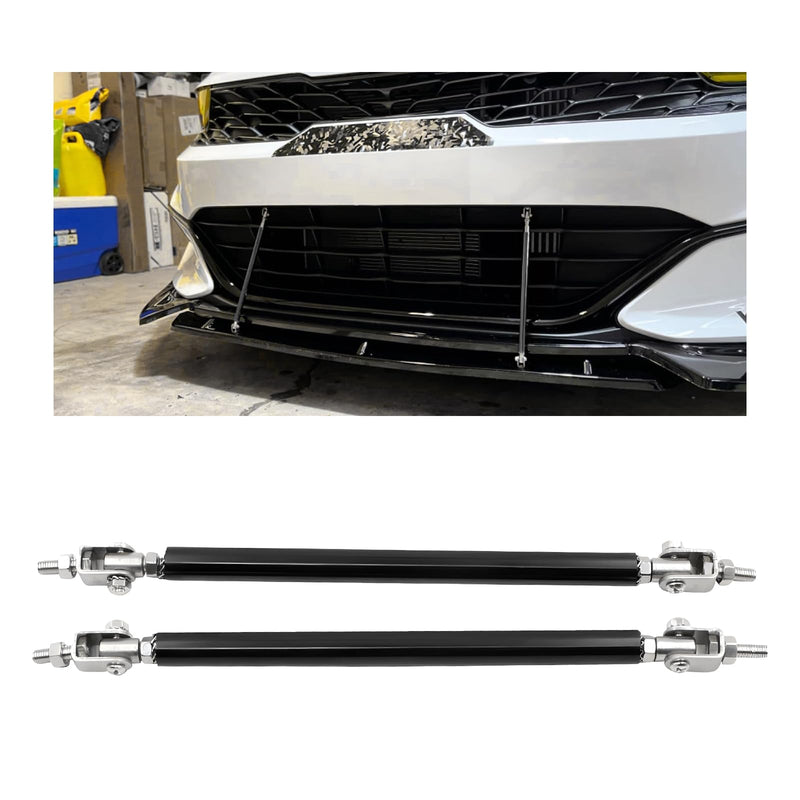 2PCS Front Bumper Lip Splitter Diffuser Strut Rod, Adjustable 8"-11" Front Bumper Lip Rod Tie Support Bar, Universal Bumper Protector Splitter Support Rod for Most Vehicle (Black) Black