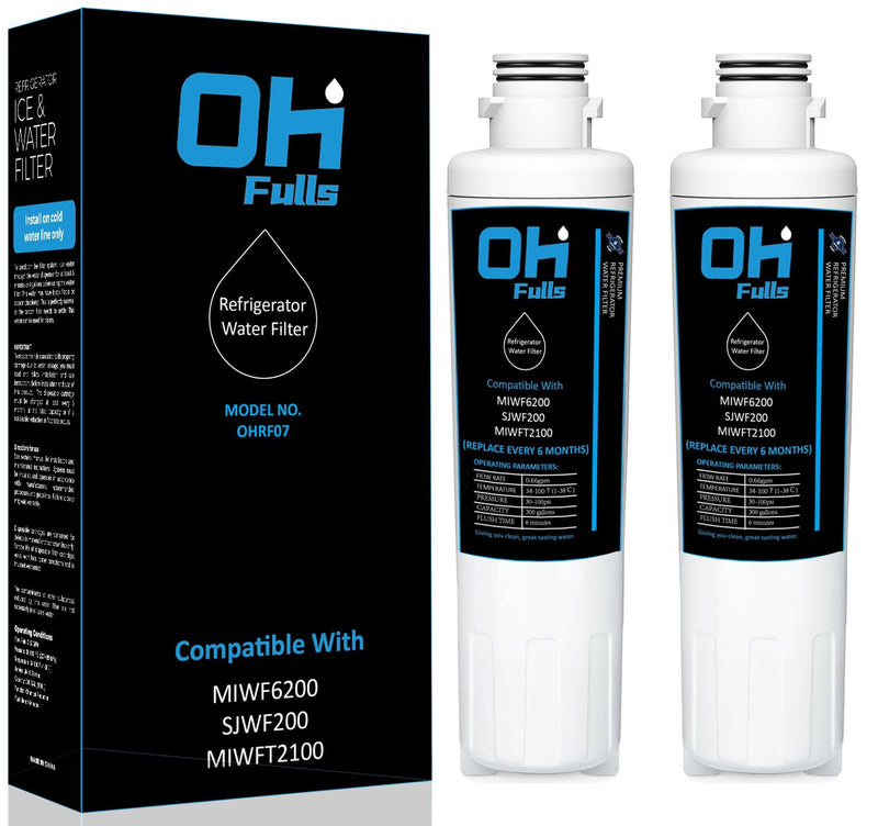 MIWF6200 Water Filter Replacement, Compatible with Midea MIWF6200, Sharp SJWF200, SJG2254FS, Thor Kitchen WF200, MIWFT2100, MRS26D5AST, MF-2008-R2, RFM-W-36, 2-Filters Included