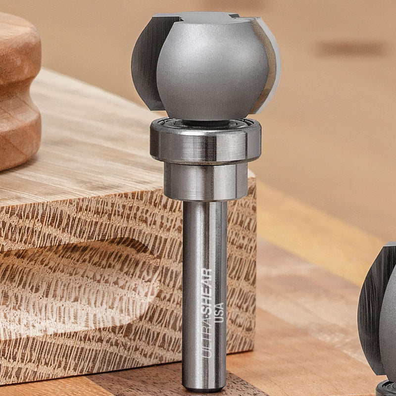 Finger Grip Groove Router Bit, 1/4 SH, 1" Boards, Template Pattern Bearing, Great for Serving & Cutting Boards, USA Made - US210FGGR