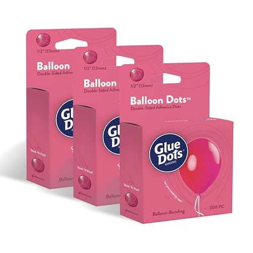 Glue Dots, Balloon Dots, Double-Sided, 1/2", 3-Pack, 900 Total Dots, DIY Balloon Arch Decoration, Glue Tape for Party Wedding Birthday, Glue Stick and Tape Alternative, Clear Pack of 3