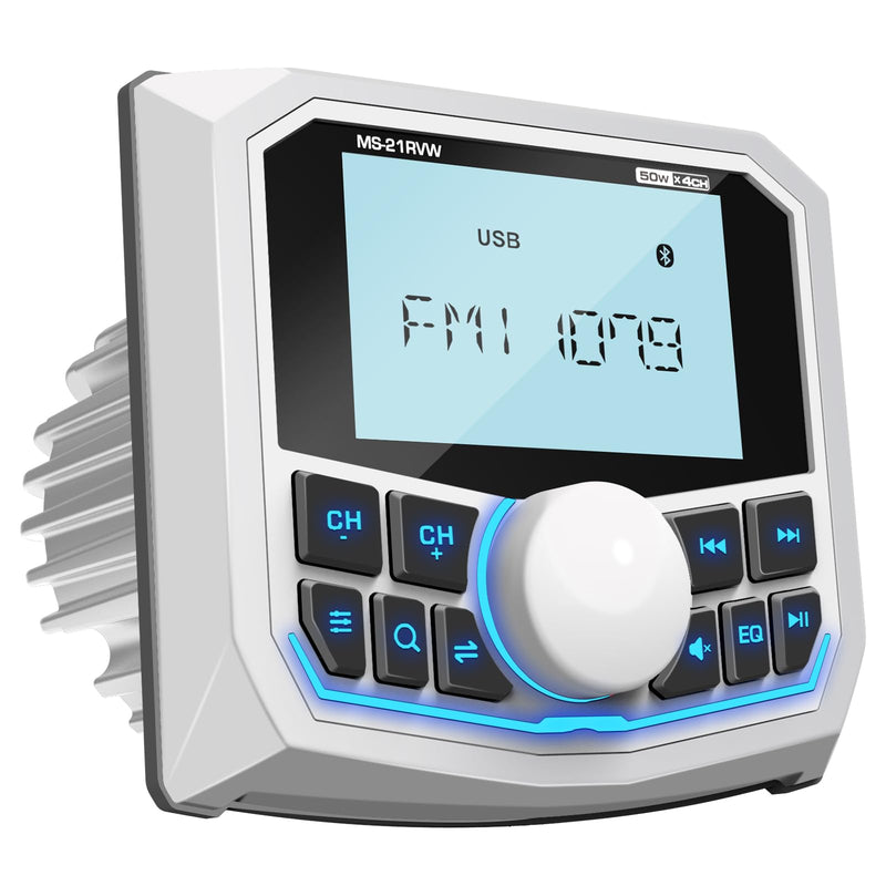 Bluetooth Boat Radio Receiver Waterproof: DOVOX Marine Gauge Stereo for Boat - 2.8 Inch LCD Display AM FM USB AUX Subwoofer for Golf Cart ATV UTV SXS Yacht White Marine MP3 Media Receiver