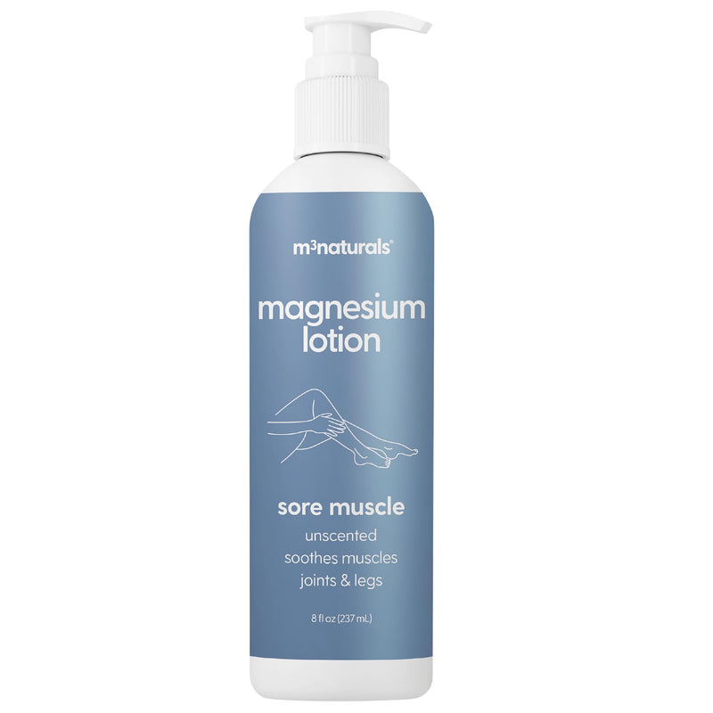 Sore Muscle Magnesium Lotion for Sleep, Relaxing Post-Workout Cream with Arnica Oil for Leg Cramps, Sore Feet and Joints | With Moisturizing Shea Butter, Coconut Oil, Collagen and Stem Cells, 8 fl oz 8 Fl Oz (Pack of 1) Sore Muscle Magnesium Lotion