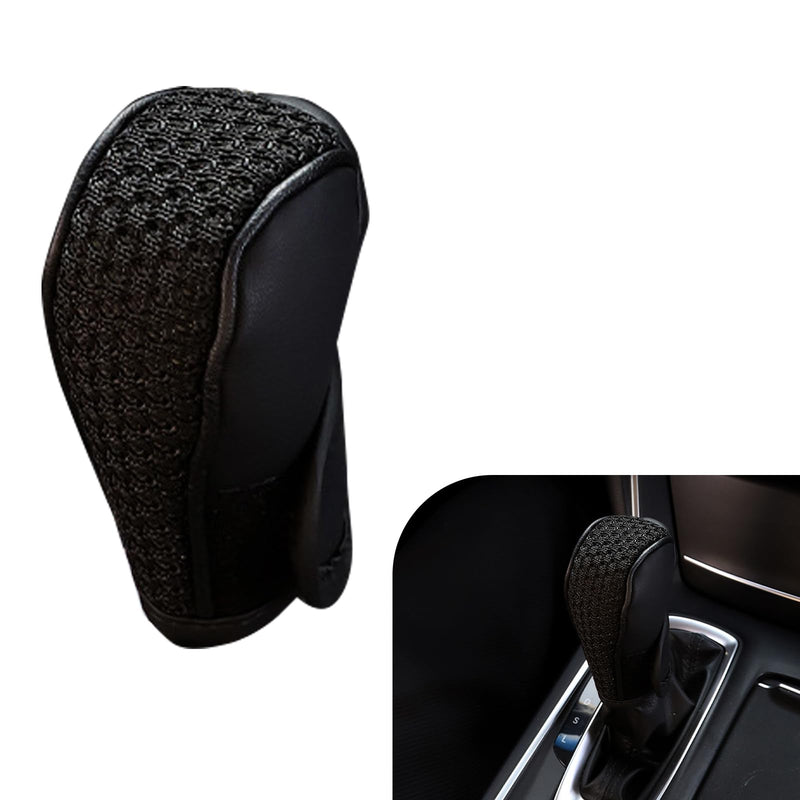 Car Gear Shift Cover, Leather Gear Shift Knob Cover, Anti-Slip Waterproof Shifter knob Protector, for SUV, Truck, RV, Car Decoration Accessories (Black) Black
