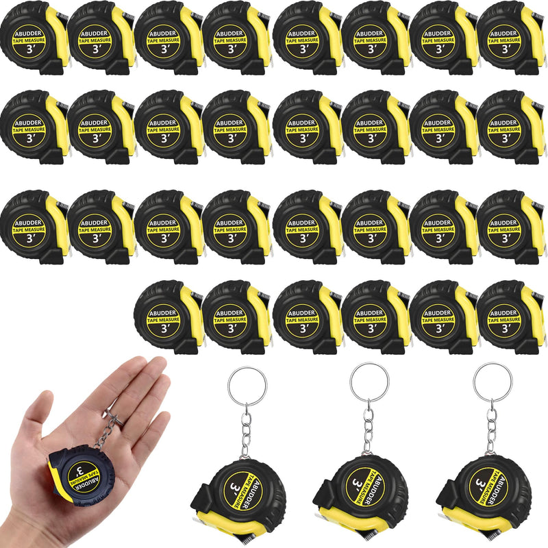 12 Pack Small Tape Measure Keychains,Mini Tape Measures Retractable,Pocket Measurement Tape Bulk Easy Read 3 Feet Yellow 30