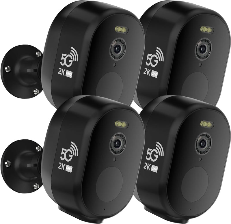 Security Cameras Wireless Outdoor, 2K/3MP QHD Home Security System 4-Cam Kit with 130°-Wide View, Night Vision, Spotlight,IP65 Waterproof, Support Alexa,2.4GHz & 5GHz WiFi,Cloud/SD (C363-B-4PC) C363-B-4PC