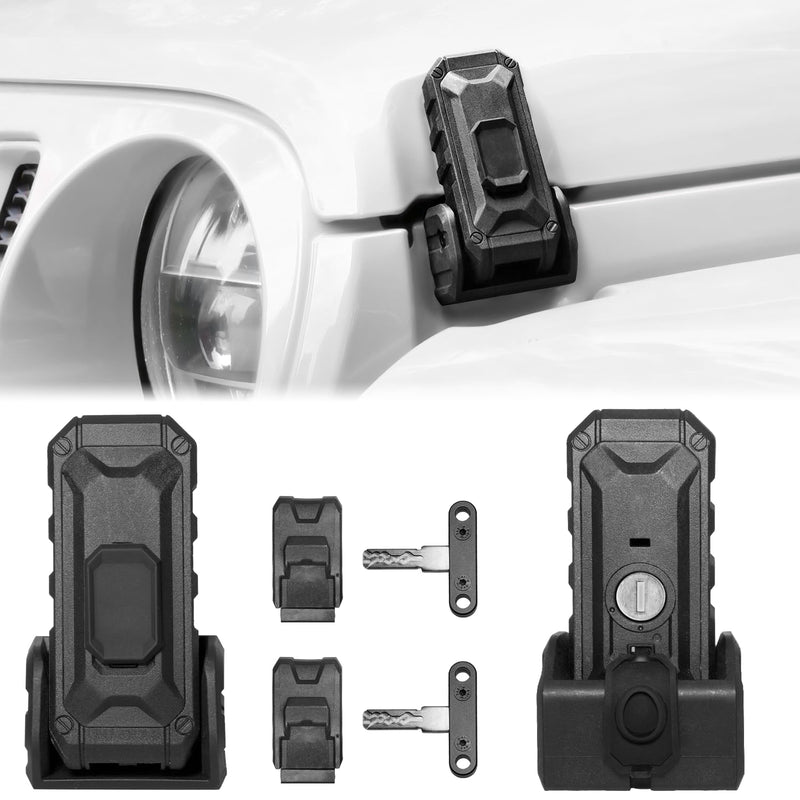 Locking Hood Latch with Keys, Jeep Hood Latch Compatible with 2018-2025 Jeep Wrangler JL JLU Jeep Gladiator JT, Anti-Theft Hood Lock Catch Latch Accessories, Dust & Water Resistant, 1 Pair(Not for JK) OEM Style - For 2018-2025 Jeep JL JLU JT