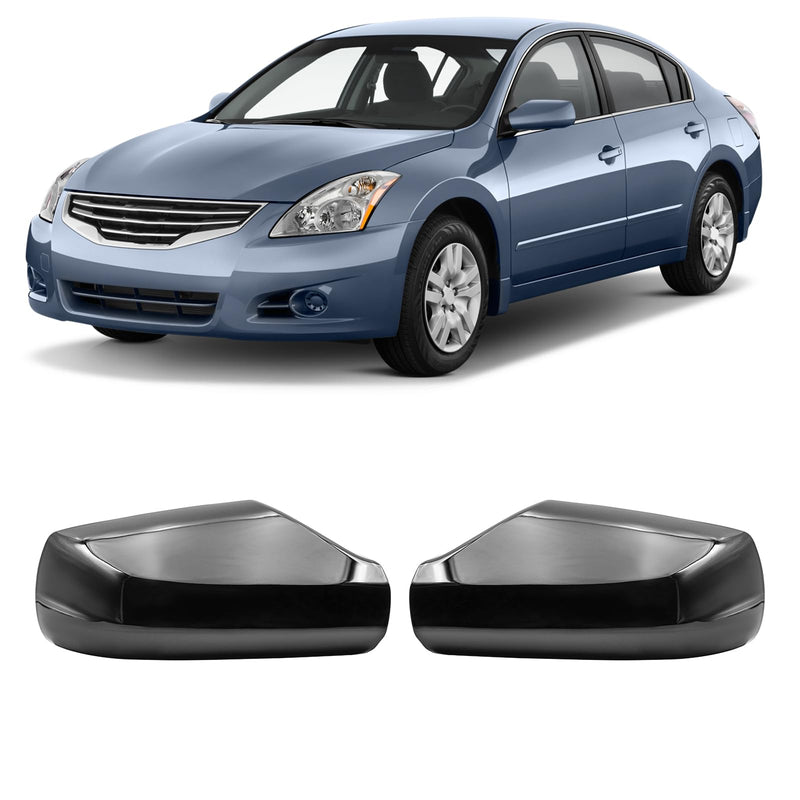 Gloss Black Side Mirror Cover Cap Fits For 2007 2008 2009 2010 2011 2012 Nissan Altima 2.5L Replace 96302-JB13E 96301-JB13E Gloss Black