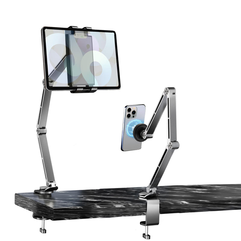 Tablet Stand for Desk, iPad Desk Mount, Magnetic Tablet Holder for Desk, Foldable Phone Arm Mount with 360° Adjustable Rotatable, Phone Holder iPad Stand Fits for 4.7-15.6" Screen