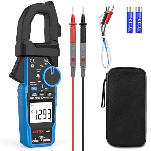 MESTEK Inrush Clamp Meter Multimeter, 600A AC/DC Amp Meter