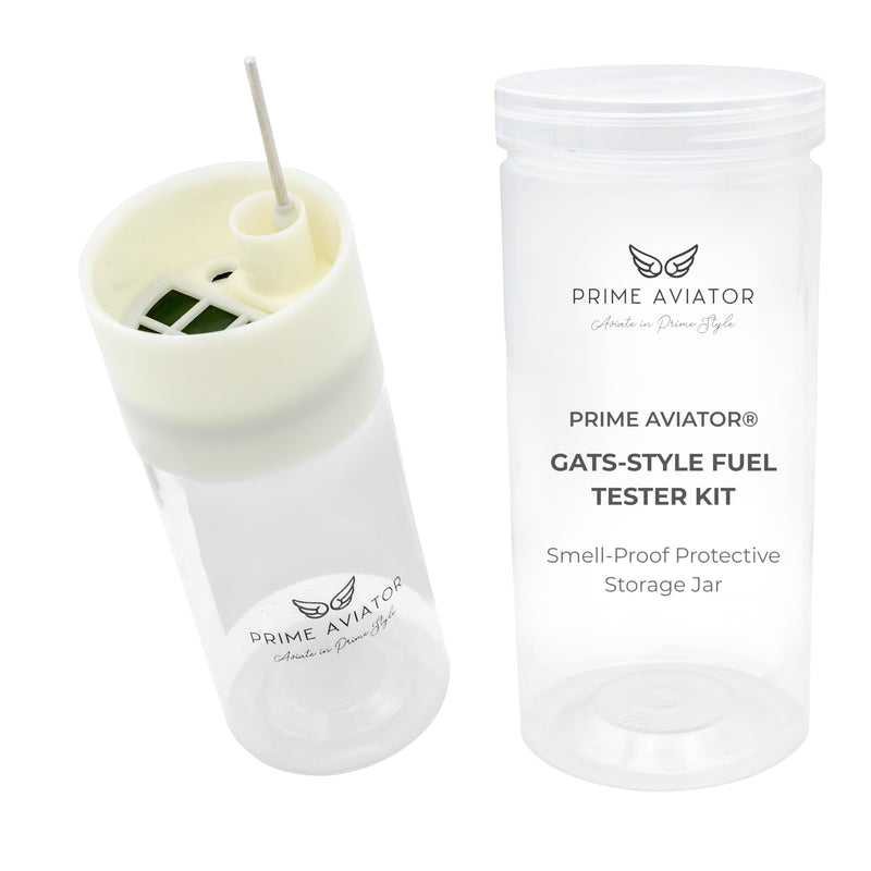 Aviation Fuel Tester with Optional Protective Jar – 12 oz AVGAS & Jet A-1 Reusable Fuel Sampler and Water Separator | Includes Removable Smell-Proof Storage Tube