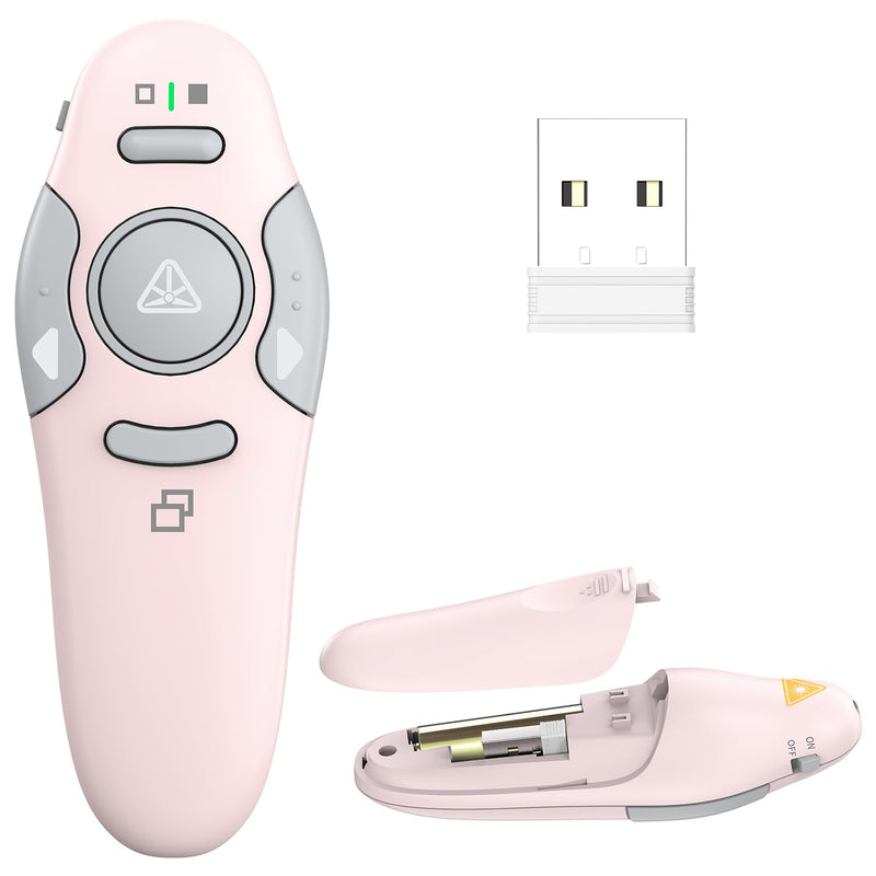 QUI Presentation Clicker Wireless Presenter Remote Clicker for PowerPoint Presentation Remote, PowerPoint Slide Advancer for Mac/Windows/Linux, Google Slide/PPT/Keynote, USB, Pink Small(USB)