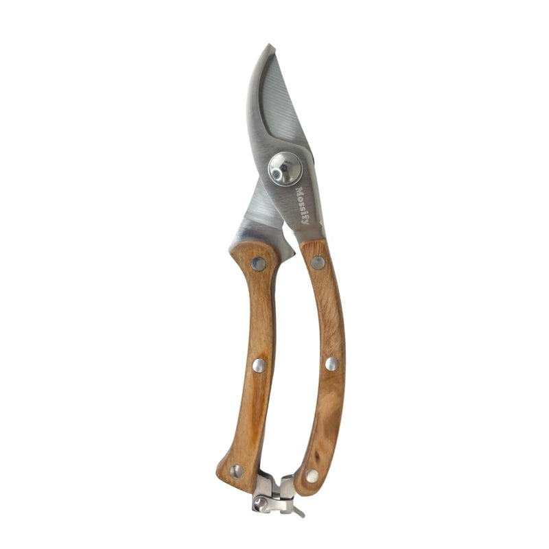 Mossify Garden Shears 8” – Premium Stainless Steel Pruning Shears for Gardening with Wooden Handle – Hand Pruners, Plant Clippers & Garden Scissors – Sharp Garden Tool for Left & Right Hand Use 8"Pruning Garden Shears