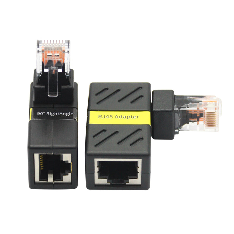 90 Degree Cat 6 Ethernet Extender Adapter, 180 Degrees Rotated RJ45 Male to Female Network 1000Mbps Adapter Connector, for Computers, Laptops, Routers - 2 Pcs