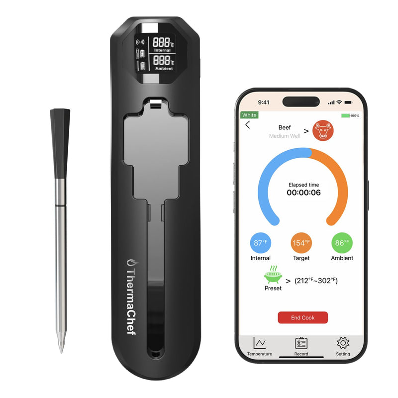 Smart Wireless Meat Thermometer | Kitchen Cooking Outdoor BBQ Grilling | 820FT Digital Bluetooth Thermometer