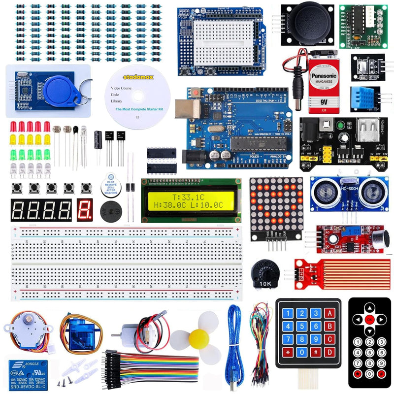 UNO R3 Kit Mega328 Tutorial Compatible with Arduino IDE 40 in 1 Electronics Circuit Breadboard Engineering Kit for Kids and Engineers, 720P Video Courses and Online Technical Support for Beginners Complete