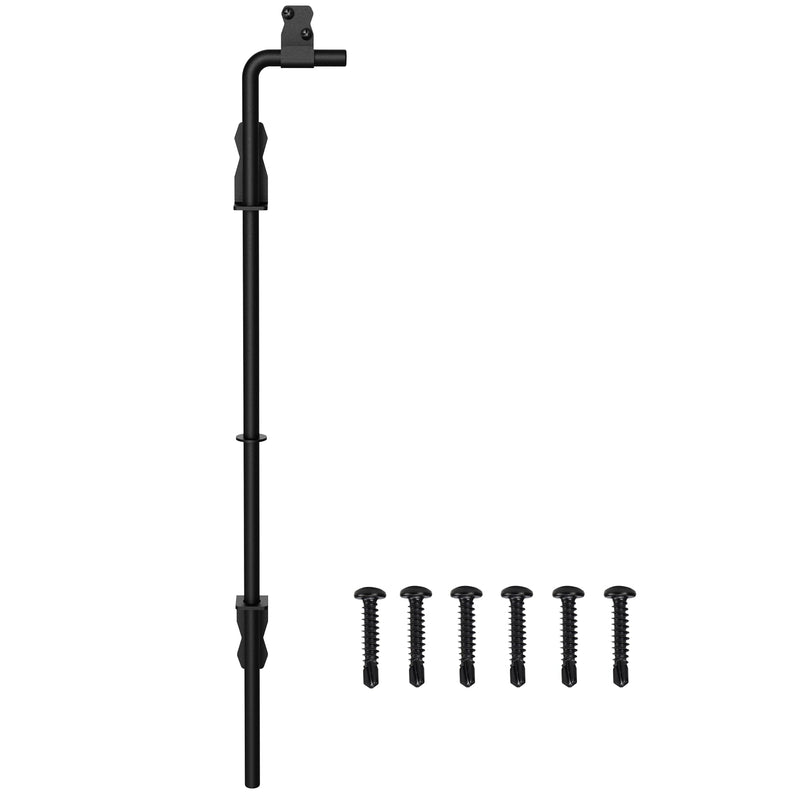 Sdstone 24 Inch Heavy Duty Cane Bolt Gate Drop Rod,Gate Ground Latch Hardware for Wooden Fences,Metal Gates Doors Stopper for Gate Ground (Black Finish,1 Pack) 1
