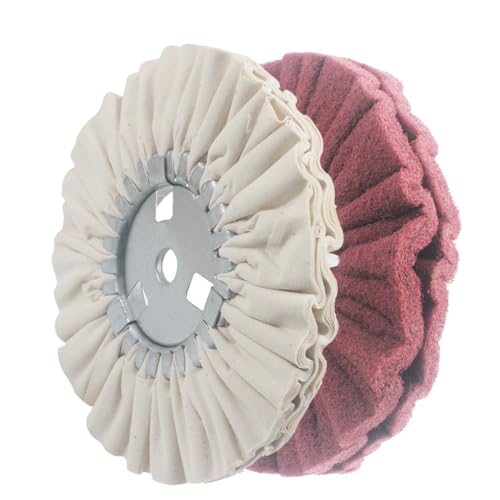 2 Pcs 8'' Airway Buffing Wheels with 5/8'' Arbor Cotton+Non woven Wheels